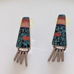 Vintage Native American Multistone Dangle Earrings